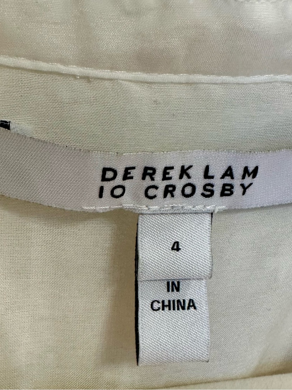 Derek Lam 10 Crosby Cream Embroidered Lace-Trim Button Blouse Tunic Size 4 - Picture 4 of 5